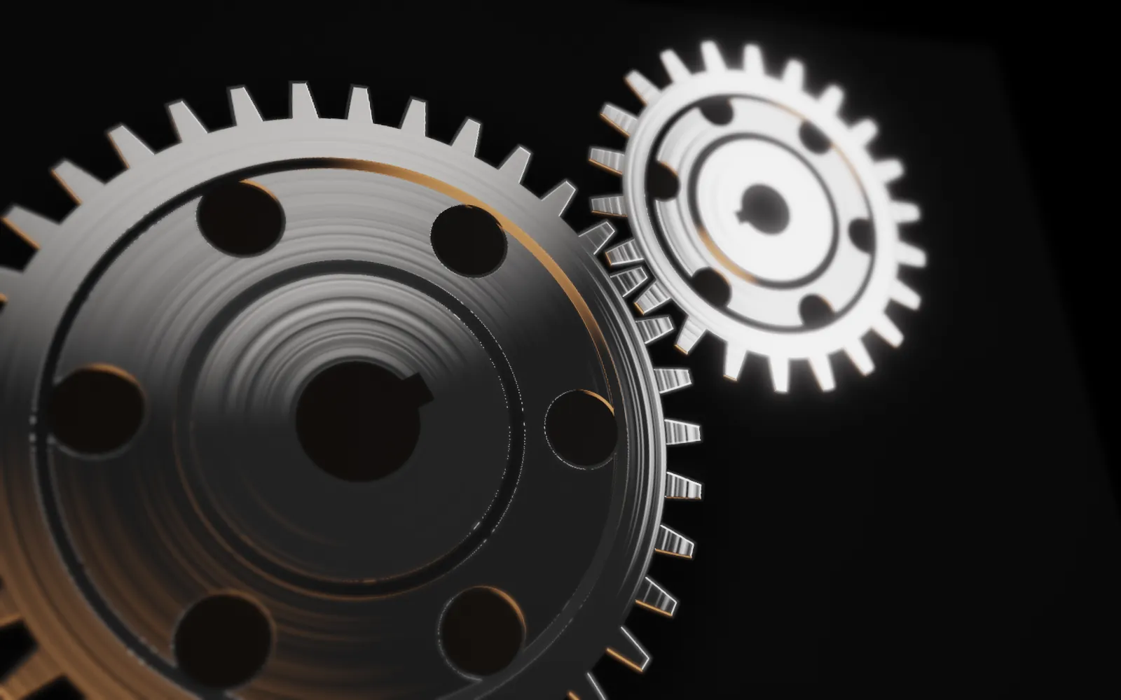 Meshing transmission gears with machined faces